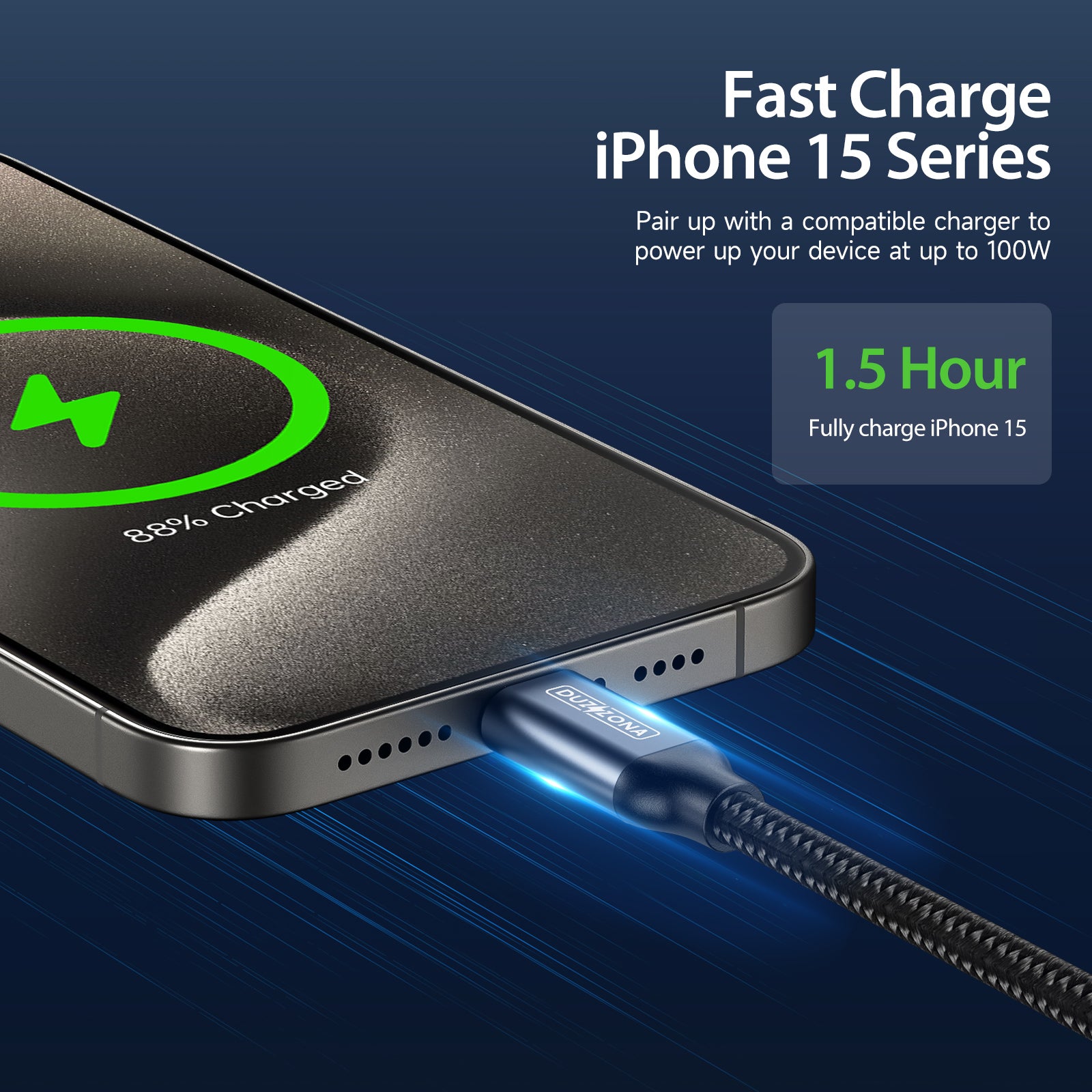 DUZZONA A9 1m PD 100W 10Gbps 4K USB-C to USB-C Cable Fast Charging Data Cord DUZZONA A9 1m PD 100W 10Gbps 4K USB-C to USB-C Cable Fast Charging Data Cord